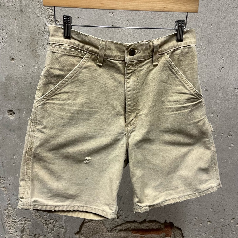Carhartt Women’s Y2K Vintage Distressed Long Inseam Khaki Tan Workwear Shorts 29